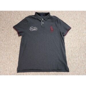 Ralph Lauren Polo Shirt Mens 2XL Grey Big Pony Script Logo Short Sleeve Rugby